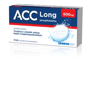 Az ACC long 600 mg pezsgőtabletta, aminek hatóanyaga az acetilcisztein, a légutakban levő sűrű viszkózus váladék oldására alkalmas. Fokozott viszkozitású nyák termelődésével, hurutos köhögéssel járó légúti betegségek váladékoldást elősegítő terápiájában j