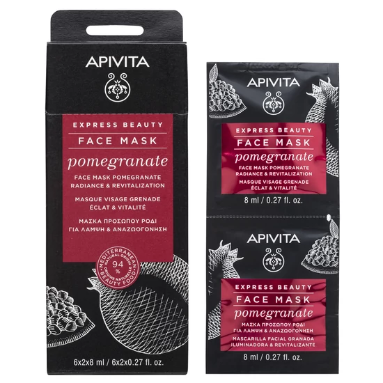 APIVITA Express fiatalító és ragyogást fokozó arcmaszk - Gránátalmával 2x8ml