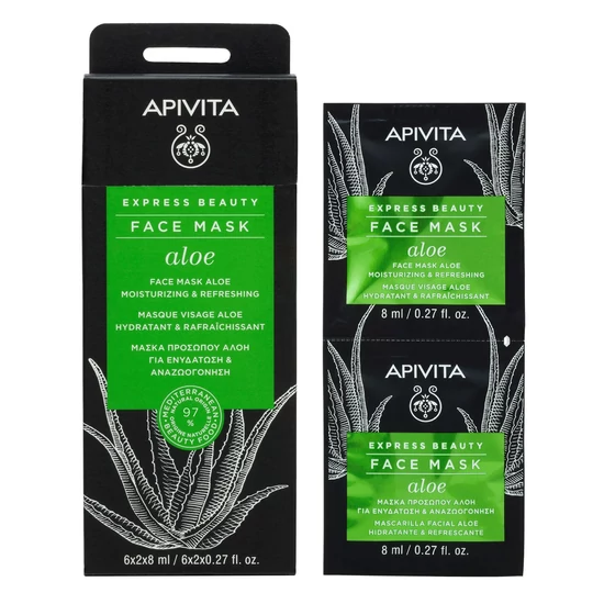 APIVITA Express hidratáló, frissítő arcmaszk - Aloe Verával 2x8ml