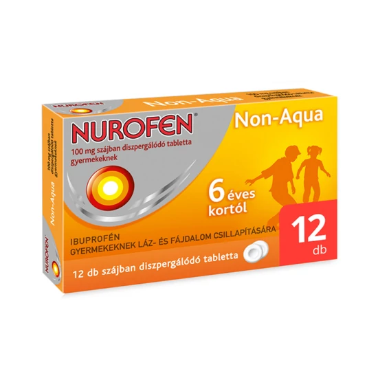 NUROFEN NON-AQUA 100 MG SZÁJBAN DISZPERGÁLÓDÓ TABLETTA GYERMEKEKNEK 12X