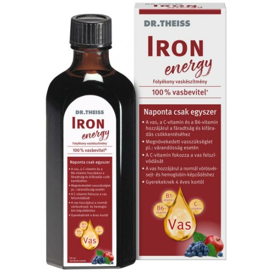 Dr. Theiss IRON energy 250 ml Folyékony étrend-kiegészítő vassal és vitaminokkal, édesítőszerrel