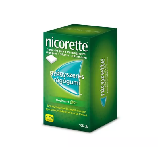 Nicorette Freshmint gum 4 mg gyógyszeres rágógumi 105x