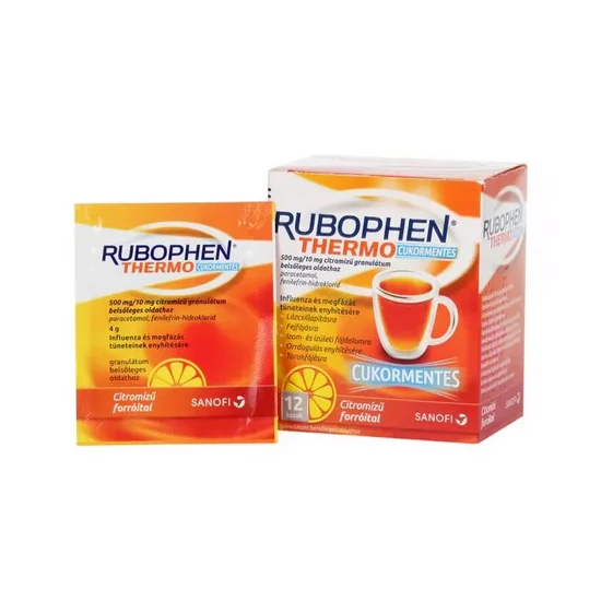 Rubophen Thermo cukormentes 500mg/10mg citromízű granulátum 12x