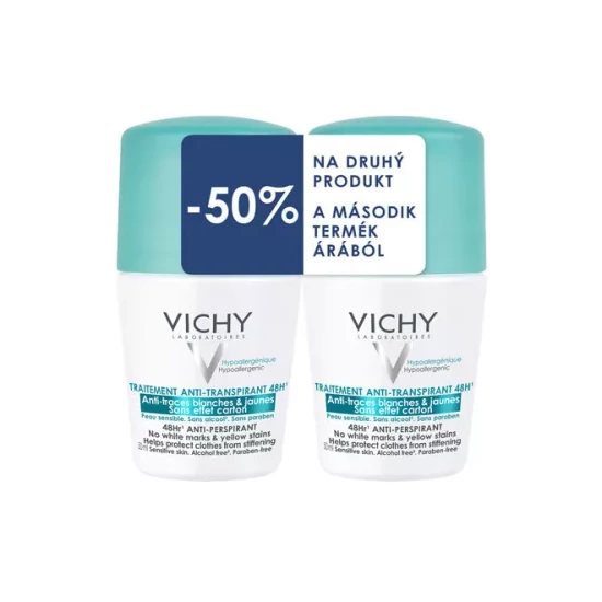 VICHY Izzadságszabályozó golyós dezodor foltmentes duopack (2x50ml) 