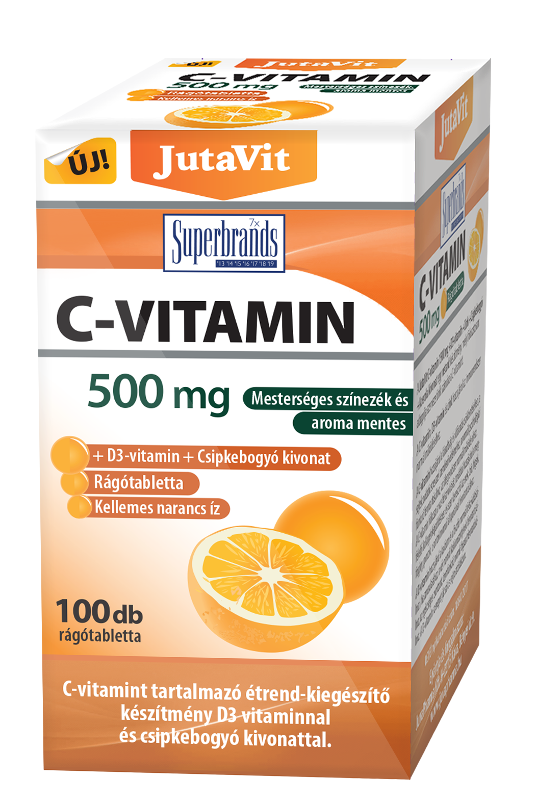JutaVit C-vitamin 500mg D3 narancs ízű rágótabletta 100x